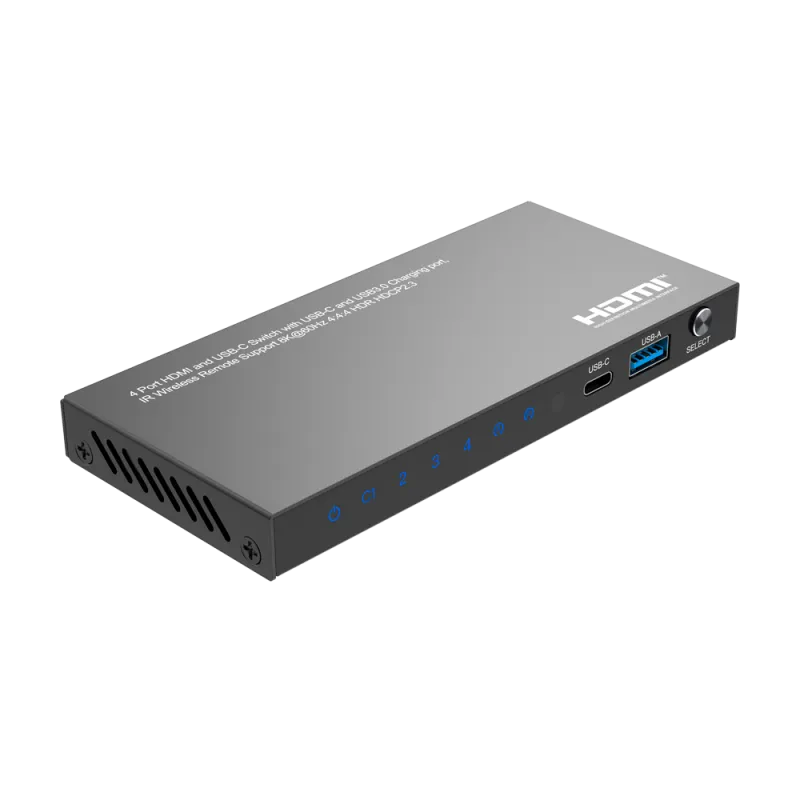 HDMI Switch - 3 Entradas HDMI - 1 entrada USB-C - 1 Salida HDMI - Resolución 8K@60Hz - Control con mando a distancia - AlarmSys