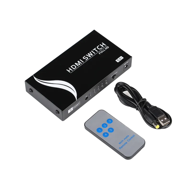 HDMI Switch - 5 entrada HDMI - 1 salidas HDMI - Hasta 4K*2K@60Hz - Alimentación DC 5 V - AlarmSystems.Shop