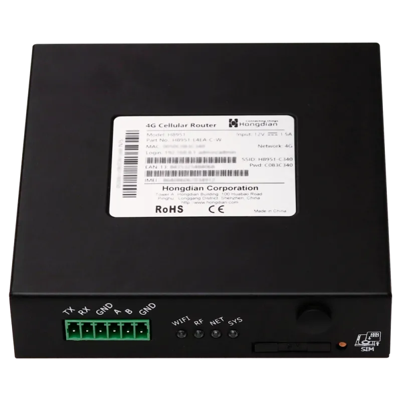 Hongdian Router Industrial 4G - 4G Cat 4 - GPS - 2 puertos Ethernet RJ45 Fast Ethernet - Ranura tarjeta SIM 4G/3G - ... - Alarm