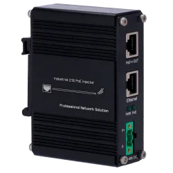 Inyector Hi-PoE Industrial - Entrada RJ45 10/100/1000/2,5 Base-T - Potencia total 60 W - Distancia máxima 100 m - PoE... - Alarm