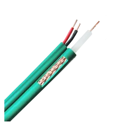Cable coaxial KX6 - Vídeo y alimentación - Rollo de 300 metros - Cubierta color verde - Cables separados paralelos - ... - Alarm