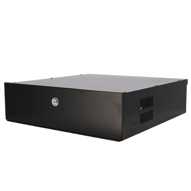 Caja metálica cerrada para DVR - Específico para CCTV - Para grabadores de hasta 2U rack - Cerradura de leva - Ventil...