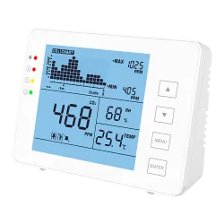 Medidor de CO2, temperatura y humedad - Con alarma visual y audible programable por el usuario - Registro de valor má... - Alarm