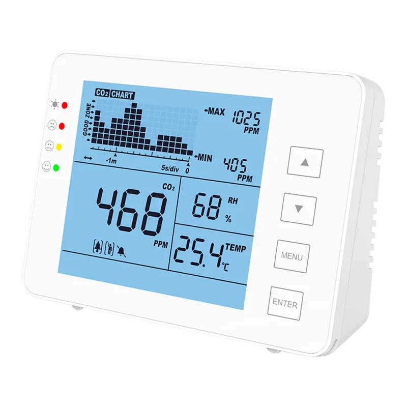 Medidor de CO2, temperatura y humedad - Con alarma visual y audible programable por el usuario - Registro de valor má... - Alarm