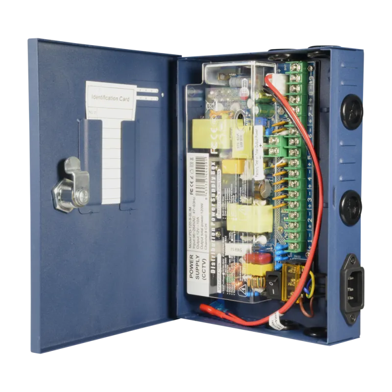 Caja de distribución de alimentación Slim - 1 entrada AC 220 V 5OHz - 9 salidas por par de cobre - Protección por fus... - Alarm