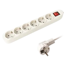 Regleta - 6 salidas hasta 250VAC / 16 A max. - Interruptor de encendido/apagado - Longitud del cable 1.5 metros - Col... - Alarm