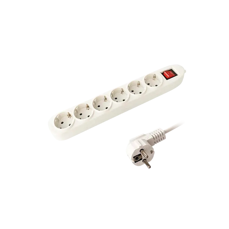 Regleta - 6 salidas hasta 250VAC / 16 A max. - Interruptor de encendido/apagado - Longitud del cable 1.5 metros - Col... - Alarm