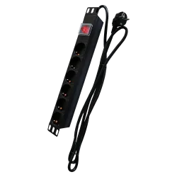 Regleta - Formato enrackable 1U - 6 salidas hasta 250VAC / 16 A max. - Interruptor de encendido/apagado - Botón de re... - Alarm