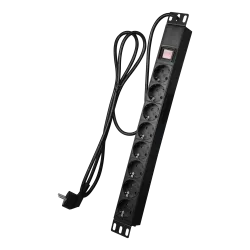 Regleta - Formato enrackable 1U - 8 salidas hasta 250VAC / 16 A max. - Interruptor de encendido/apagado - Cable de 2m... - Alarm