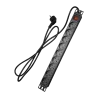 Regleta - Formato enrackable 1U - 9 salidas hasta 250VAC / 16 A max. - Interruptor de encendido/apagado - Color negro - AlarmSys