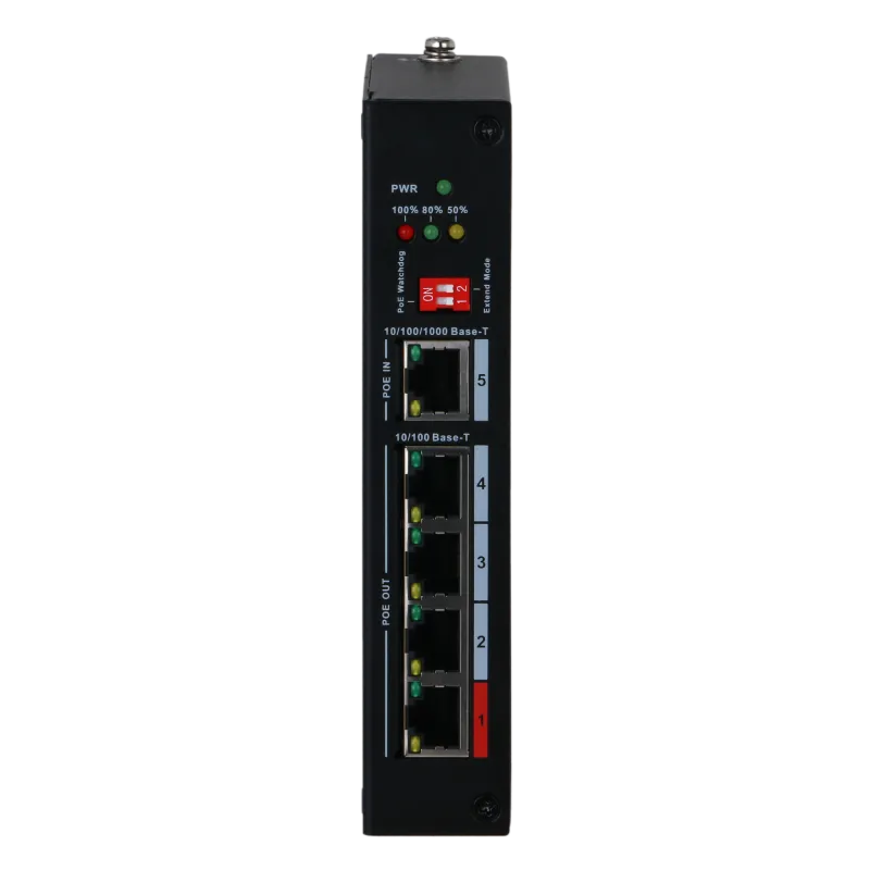 Dahua - Extensor PoE - Permite ampliar el alcance de la alimentación POE - Velocidad 4x 10/100Mbps + 1x 10/100/1000M... - Alarm