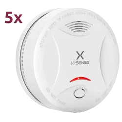 Pack de 5 detectores de humo autónomo X-Sense - Duración de la batería 10 años (no reemplazable) - Indicador luminoso... - Alarm