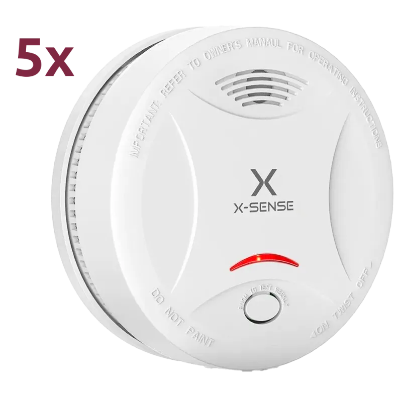 Pack de 5 detectores de humo autónomo X-Sense - Duración de la batería 10 años (no reemplazable) - Indicador luminoso... - Alarm