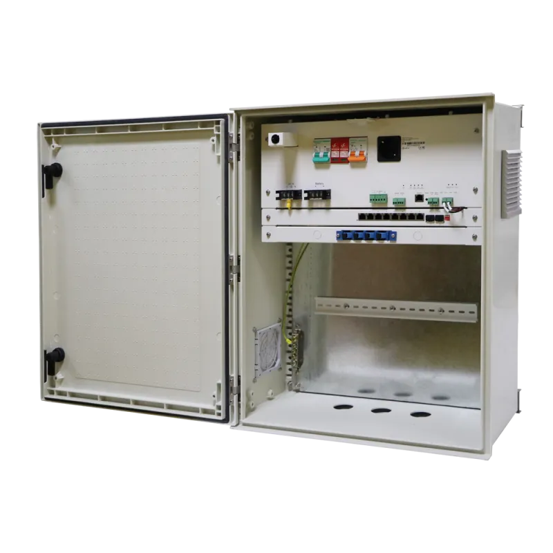Safire - Armario de poliéster SMC - Dimensiones exteriores 60x50x23cm - Switch de 8 puertos | Bandeja fusión de fib... - Alarm