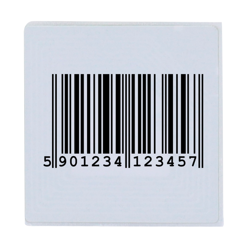 Protección electrónica antihurto EAS - RF 8.2 MHz - Etiqueta blanda con pegatina y código de barras - Dimensiones: 40...