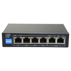 Switch PoE - 4 puertos PoE + 2 Uplink RJ45 - Velocidad hasta 100 Mbps en todos los puertos - Hasta 60W en total para ...