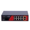 Safire Switch Hi-PoE - 8 puertos PoE + 2 Uplink RJ45 - Hibrido 8x10/100Mbps + 2x10/100/1000Mbps - 6 Puertos PoE+ 30W ... - Alarm