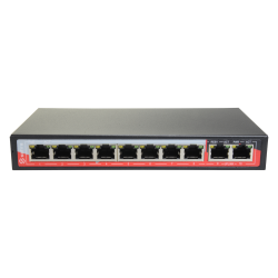 Switch PoE - 8 puertos PoE + 2 Uplink RJ45 - Velocidad 10/100 Mbps - Funciones: Ai VLan/QOS/CCTV Extend/PoE - Norma I...