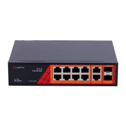 Safire Switch Hi-PoE - 8 puertos PoE + 2 SFP + 2 RJ45 - Velocidad de puertos Gigabit 10/100/1000Mbps - 6 Puertos PoE+...