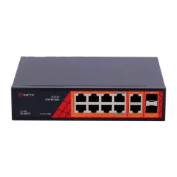 Safire Switch Hi-PoE - 8 puertos PoE + 2 SFP + 2 RJ45 - Velocidad de puertos Gigabit 10/100/1000Mbps - 6 Puertos PoE+... - Alarm