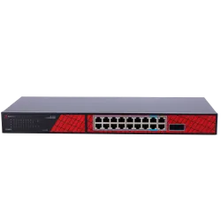 Safire Switch Hi-PoE - 16 puertos PoE + 2 SFP + 2 RJ45 - Velocidad de puertos Gigabit 10/100/1000Mbps - 14 Puertos Po... - Alarm