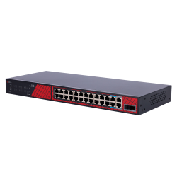 Safire Switch Hi-PoE - 24 puertos + 2 SFP Uplink + 2 Uplink RJ45 - Velocidad de puertos Fast Ethernet 10/100 Mbps - 2...