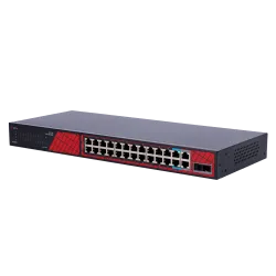 Safire Switch Hi-PoE - 24 puertos + 2 SFP Uplink + 2 Uplink RJ45 - Velocidad de puertos Fast Ethernet 10/100 Mbps - 2... - Alarm