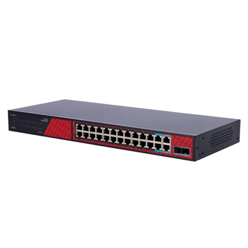 Safire Switch Hi-PoE - 24 puertos + 2 SFP Uplink + 2 Uplink RJ45 - Velocidad de puertos Fast Ethernet 10/100 Mbps - 2... - Alarm