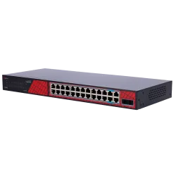 Safire Switch Hi-PoE - 24 puertos + 2 SFP Uplink + 2 Uplink RJ45 - Velocidad de puertos Gigabit 10/100/1000 Mbps - 22... - Alarm