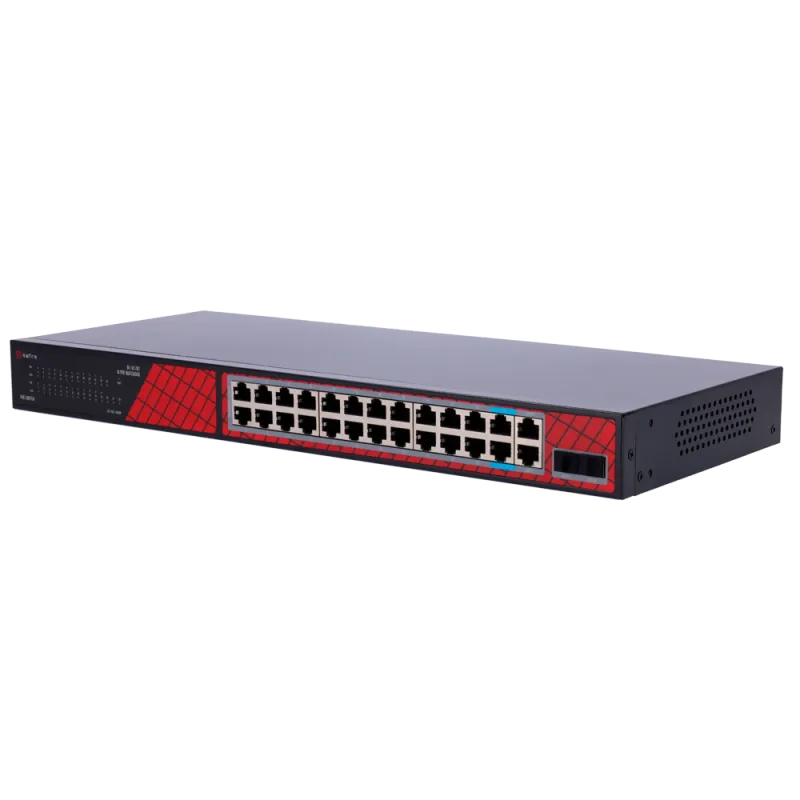 Safire Switch Hi-PoE - 24 puertos + 2 SFP Uplink + 2 Uplink RJ45 - Velocidad de puertos Gigabit 10/100/1000 Mbps - 22... - Alarm