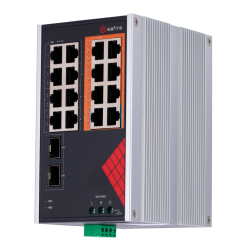 Safire Switch Industrial Alimentación AC y DC - 16 puertos Gigabit + 2 SFP Gigabit - 6 Puertos PoE+ 30W + 2 Puertos H...