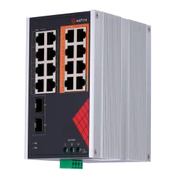 Safire Switch Industrial Alimentación AC y DC - 16 puertos Gigabit + 2 SFP Gigabit - 6 Puertos PoE+ 30W + 2 Puertos H... - Alarm