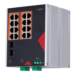 Safire Switch Industrial Alimentación AC y DC - 16 puertos Gigabit + 2 SFP Gigabit - 12 Puertos PoE+ 30W + 4 Puertos ... - Alarm