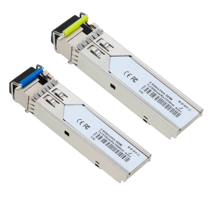 Pareja de módulos transceptores SFP Industriales - Tx 1550/1310 nm Rx 1310/1550 nm - Fibra monomodo - Conector LC Sim...