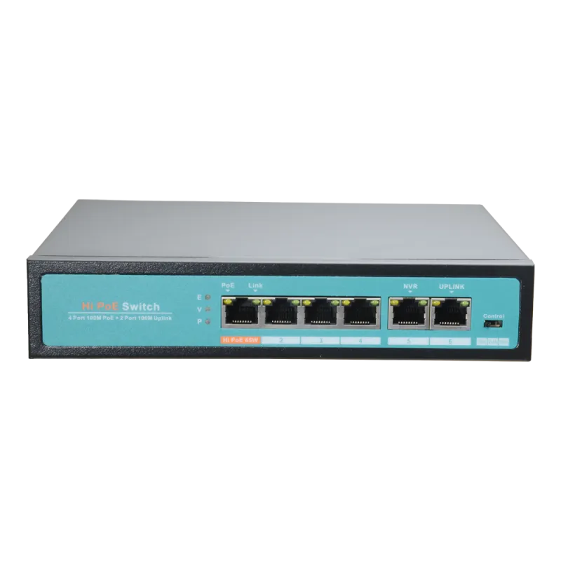 Switch PoE - 4 puertos PoE + 2 Uplink - Velocidad de puertos 10/100 Mbps - 65W puerto 1 / 30W puerto 2-4 / Máximo 65W... - Alarm