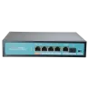Switch PoE - 4 puertos PoE + 1 Uplink + 1 SFP GIGA - Velocidad de puertos 10/100/1000 Mbps - 65W puerto 1 / 30W puert... - Alarm