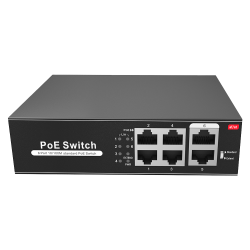 Switch PoE - 4 puertos PoE + 2 Uplink RJ45 - Velocidad hasta 100 Mbps en todos los puertos - Hasta 60W en total para ...