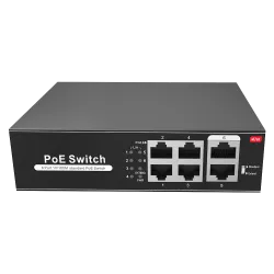 Switch PoE - 4 puertos PoE + 2 Uplink RJ45 - Velocidad hasta 100 Mbps en todos los puertos - Hasta 60W en total para ... - Alarm