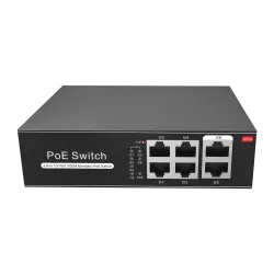 Switch PoE - 4 puertos PoE + 2 Uplink RJ45 - Velocidad hasta 1000 Mbps en todos los puertos - Hasta 60W en total para... - Alarm