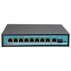 Switch PoE - 8 puertos PoE + 1 Uplink + 1 SFP GIGA - Velocidad de puertos 10/100/1000 Mbps - 65W puerto 1 / 30W puert...