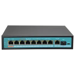 Switch PoE - 8 puertos PoE + 1 Uplink + 1 SFP GIGA - Velocidad de puertos 10/100/1000 Mbps - 65W puerto 1 / 30W puert... - Alarm