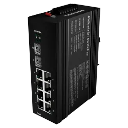 Switch PoE Marca Blanca - Montaje en carril DIN - 8 Puertos Gigabit + 2 SFP Gigabit - 90W puertos 1 y 2 / 30W puerto ... - Alarm