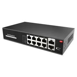 Switch PoE - 8 puertos PoE + 2 Uplink RJ45 - Velocidad 10/100 Mbps - Funciones: Ai VLan/QOS/CCTV Extend/PoE - Norma I... - Alarm