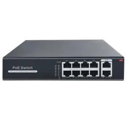 Switch PoE - 8 puertos RJ45 + 2 RJ45 Uplink - Velocidad de puertos 10/100/1000 Mbps - 8 Puertos PoE 802.3af/at hasta ... - Alarm
