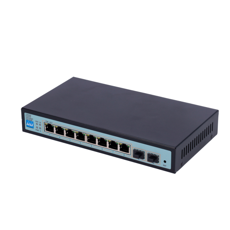 Switch PoE - 8 puertos PoE Gigabit + 2 SFP Gigabit - 30 W por puerto / Máximo 96W - 1 Puerto Hi-PoE hasta 46W - VLAN/...