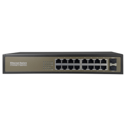 Switch de sobremesa - 16 puertos Gigabit RJ45 - 2 SFP Uplink Port 10/100/1000 Mbps - Velocidad 10/100/1000 Mbps - Plu...