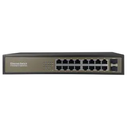 Switch de sobremesa - 16 puertos Gigabit RJ45 - 2 SFP Uplink Port 10/100/1000 Mbps - Velocidad 10/100/1000 Mbps - Plu... - Alarm