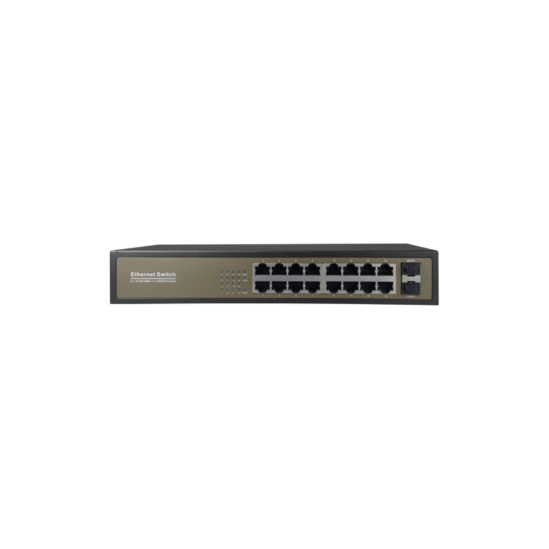 Switch de sobremesa - 16 puertos Gigabit RJ45 - 2 SFP Uplink Port 10/100/1000 Mbps - Velocidad 10/100/1000 Mbps - Plu...