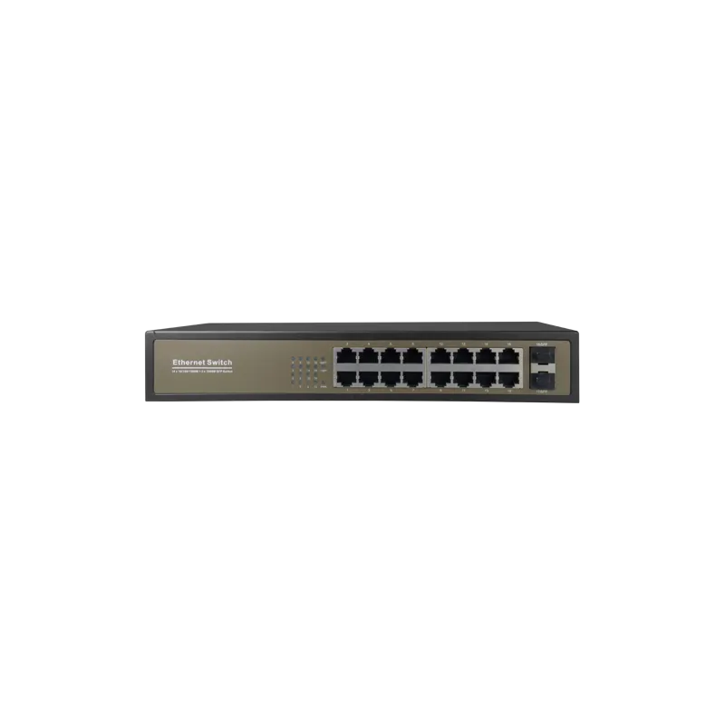 Switch de sobremesa - 16 puertos Gigabit RJ45 - 2 SFP Uplink Port 10/100/1000 Mbps - Velocidad 10/100/1000 Mbps - Plu... - Alarm