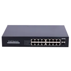 Switch PoE - 16 puertos RJ45 + 2 SFP Uplink - 16x 10/100/1000Mbps + 2x 10/100/1000Mbps - 16 Puertos PoE 802.3af/at ha... - Alarm